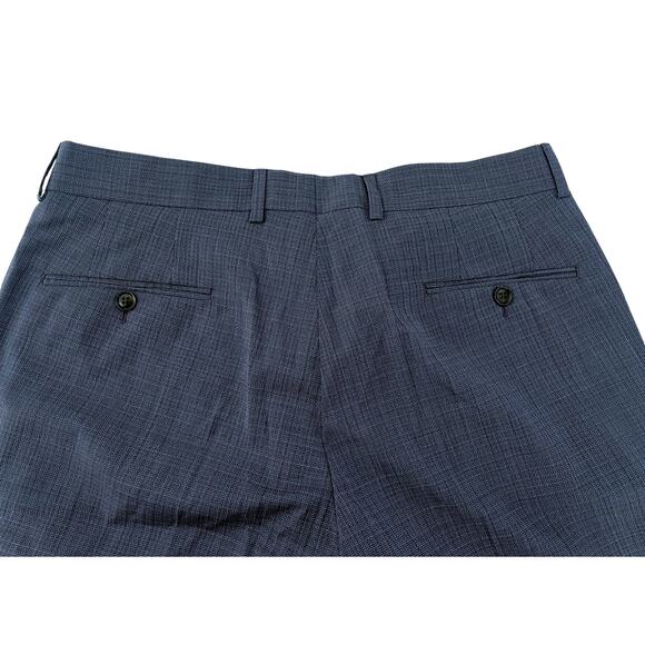Ted Baker Karl Slim Fit 100% Wool Dress Pants, Micro Plaid Blue | 33 Short Unhem - Picture 9 of 14